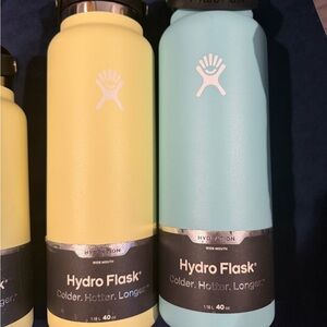 Hydro Flask 40 Oz Bottles - Lemon and Sky Colors